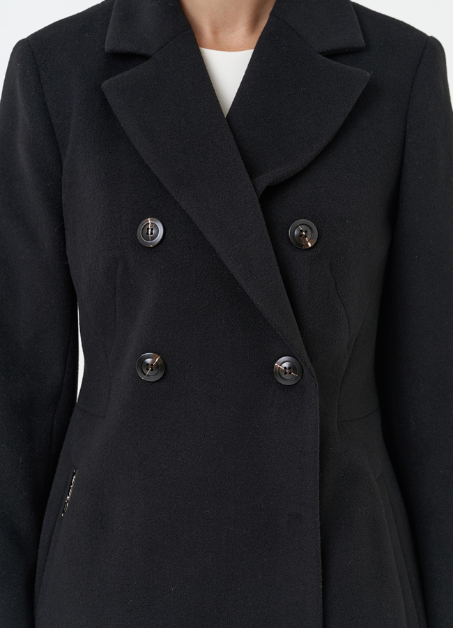 Женское двубортное пальто с поясом модель № 29892 универмаг малина