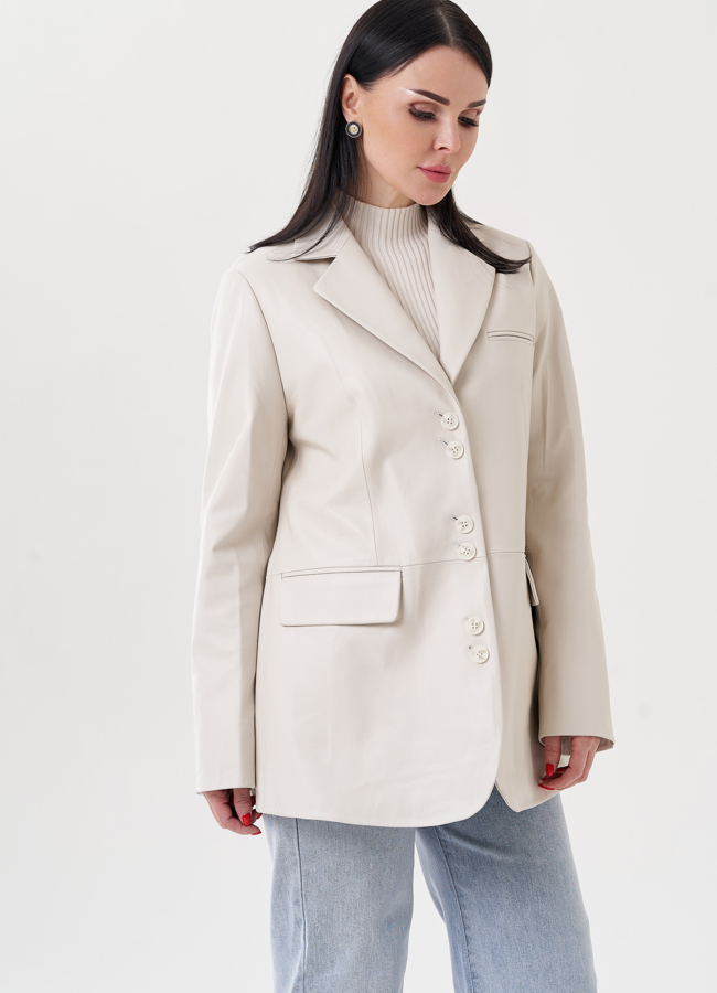 Женский пиджак из натуральной кожи  модель № 24482 универмаг малина