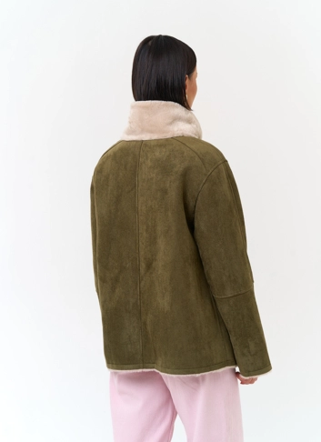 Женская дубленка из эко замши фото