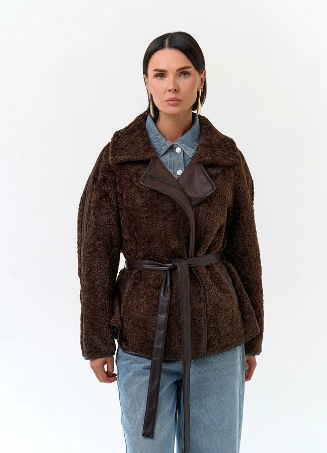 Женская дубленка из экокожи модель № 33906 в рассрочку