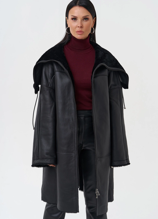 Натуральная дубленка модель № 28693 универмаг малина