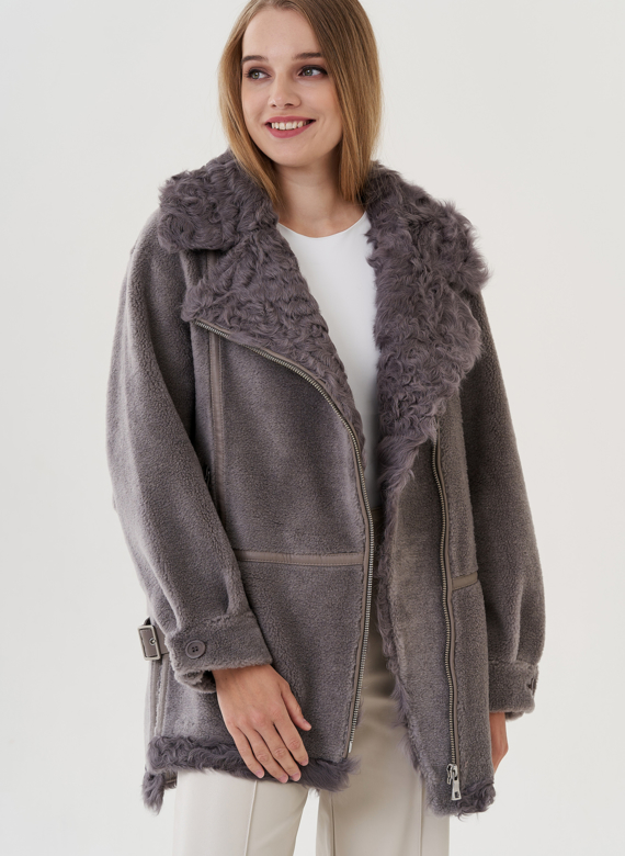 Женская куртка "косуха" из искусственного меха