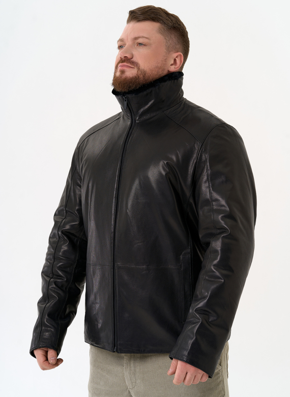 Мужская дубленка черного цвета