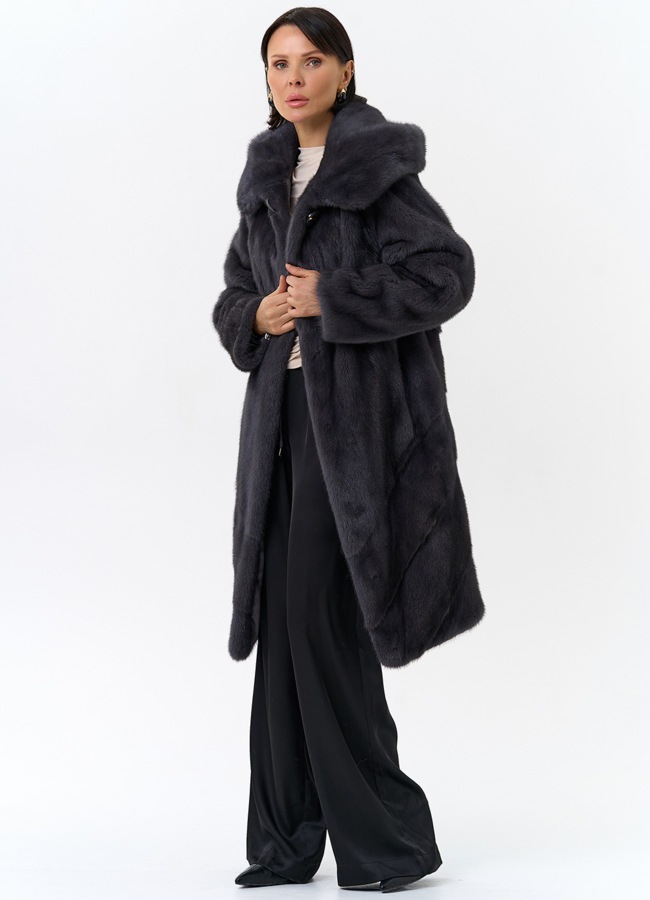 Женская шуба в сером цвете модель № 24809 универмаг малина