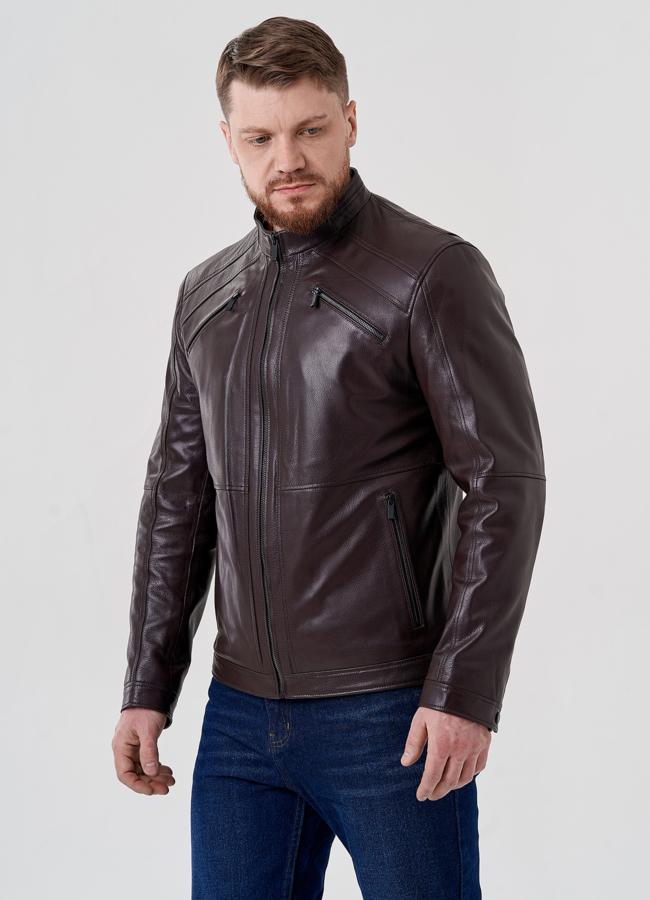 фото Мужская кожаная куртка  модель № 24400