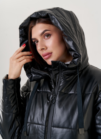 Черный пуховик Malina Siberian из искусственной кожи Черный пуховик Malina Siberian из искусственной кожи