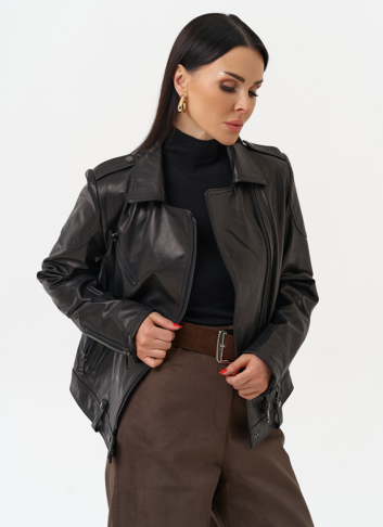 Куртка кожаная черного цвета