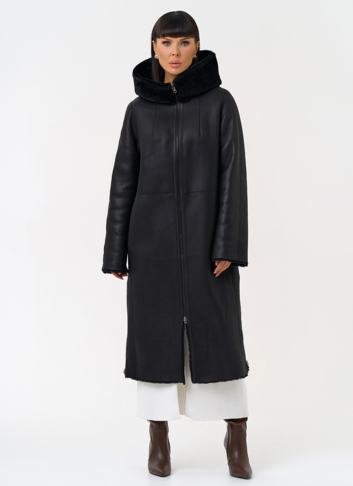 Натуральная двухсторонняя дубленка с капюшоном Натуральная двухсторонняя дубленка с капюшоном