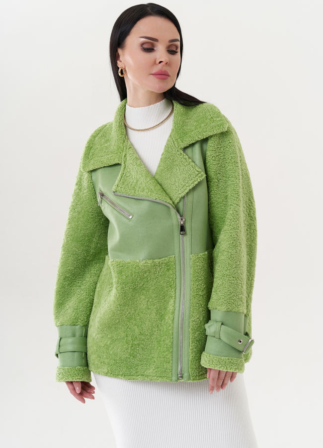 фото Комбинированная эко дубленка модель № 26736