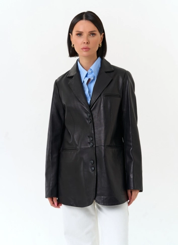 Женский жакет из натуральной кожи фото
