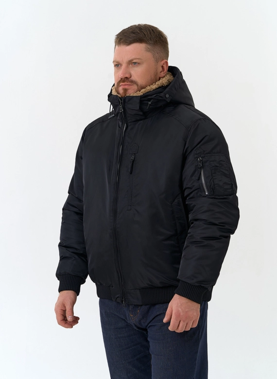 Мужская куртка бомбер с капюшоном фото