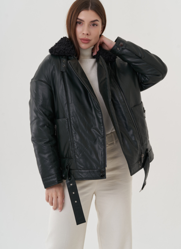 Косуха утепленная из экокожи с отделкой из экомеха Косуха утепленная из экокожи с отделкой из экомеха