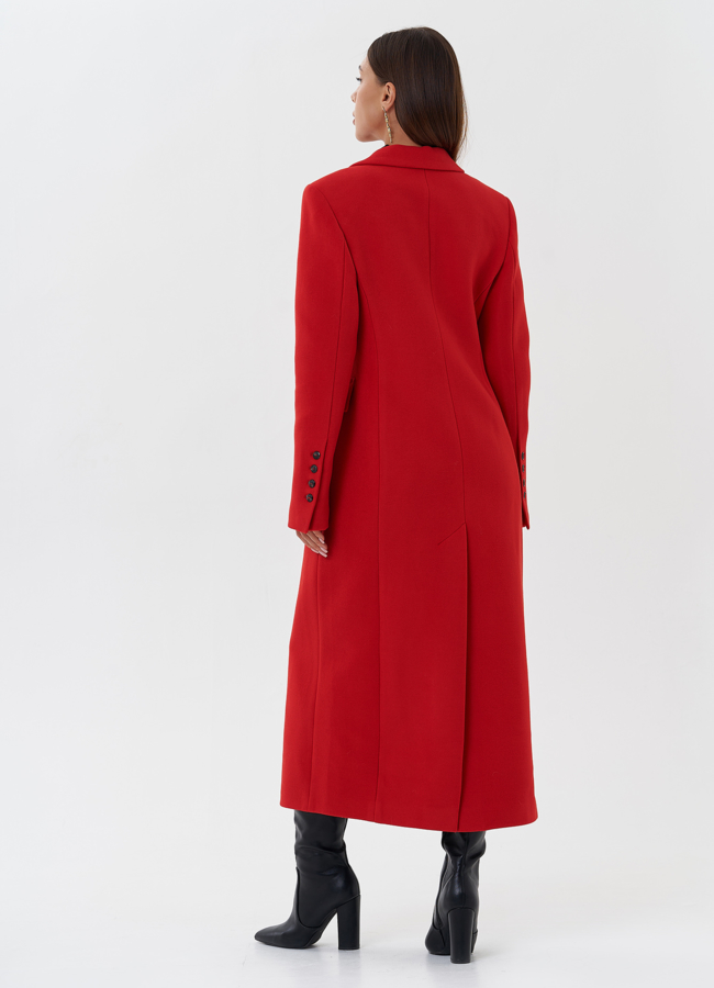 Двубортное пальто с английским воротником модель № 27678 универмаг малина