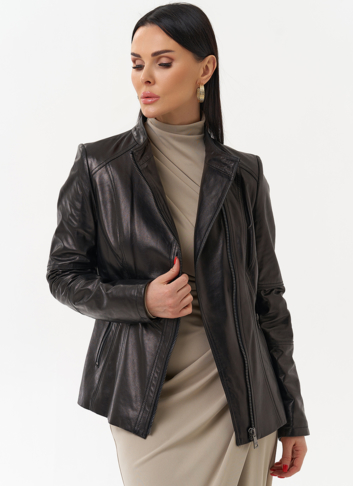 Куртка кожаная черного цвета