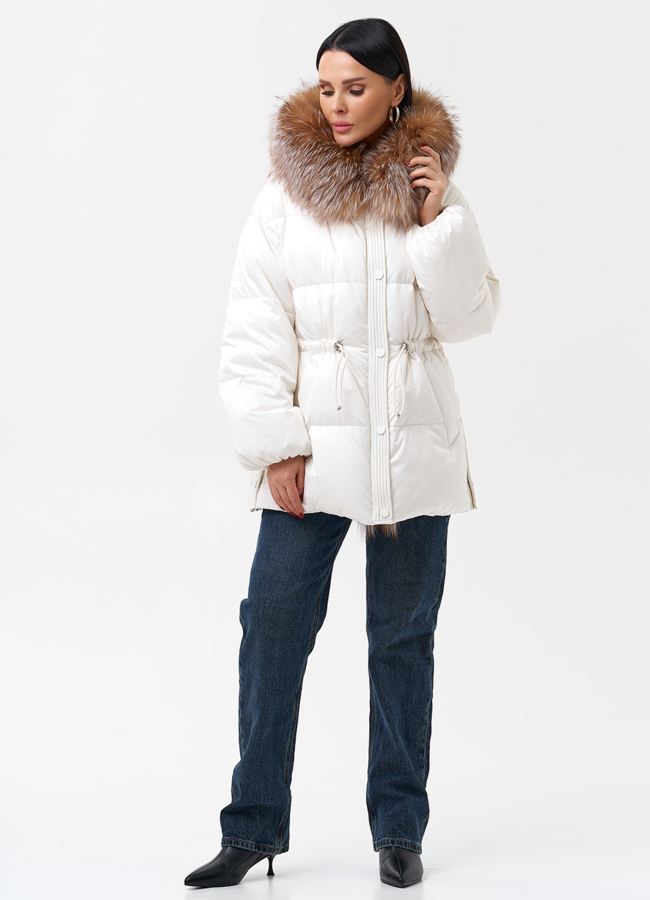 Женский пуховик с отделкой из меха лисы модель № 28522 в кредит