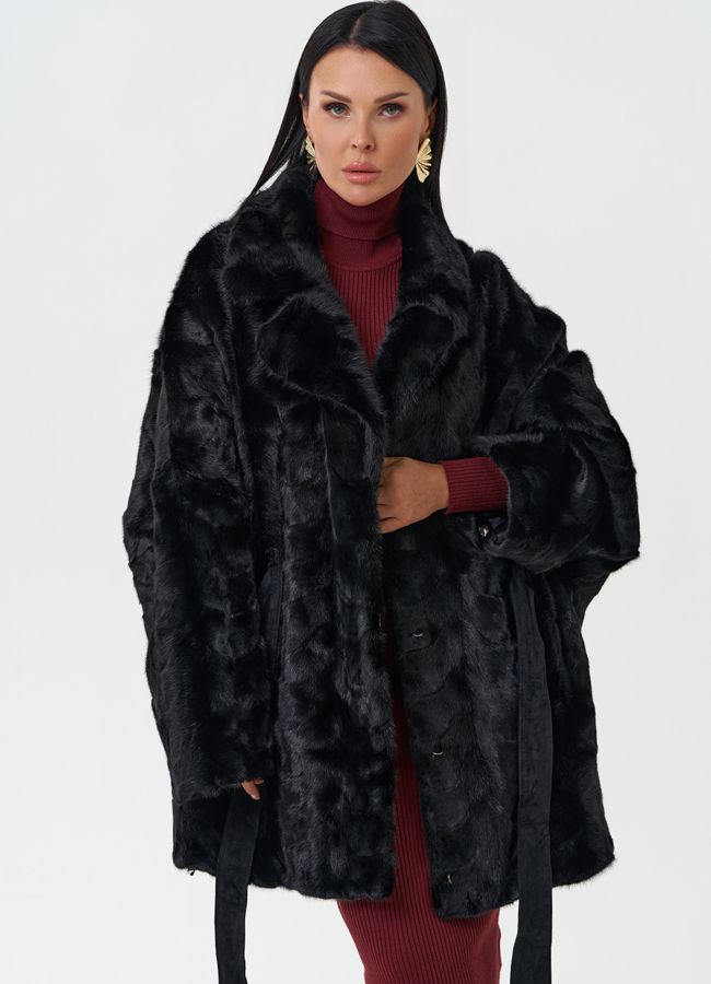 Шуба из меха норки с английским воротником модель № 28587 универмаг малина