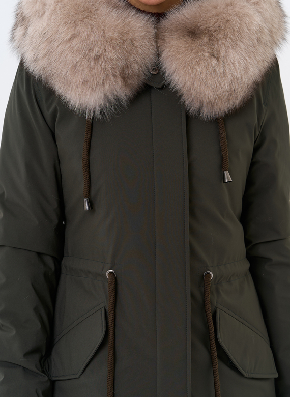 Женская парка с капюшоном из меха песца