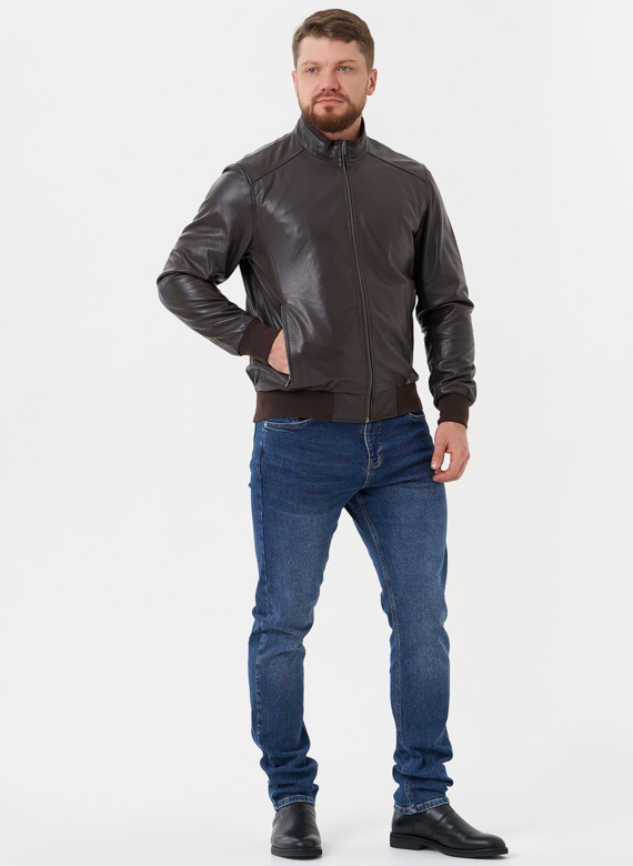 Кожаная куртка "бомбер"